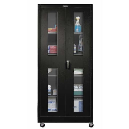 HALLOWELL Clearview Door Storage Cabinet, 36 in W, 72 in H, 24 in D, Black 415S24SVM-ME