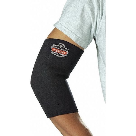 Ergodyne Elbow Sleeve, Neoprene, Spandex, Pull-Over, Black, Size XL 650