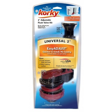 Korky Lavelle 4030PK Adjustable 2-Inch Flush Valve Kit – Includes Flapper, Tank-to-Bowl Gasket, And Hardware For 2-Piece Toilets