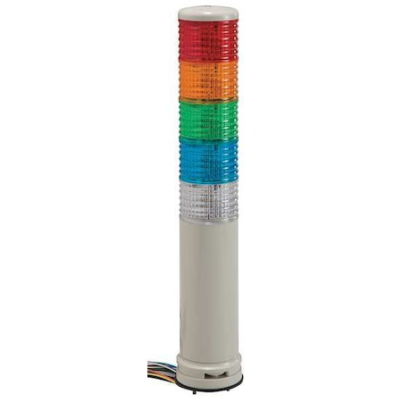 Schneider Electric Tower Light Assembly, 100 to 240V, Red, Orange, Green, Blue, Clear, 60 mm Dia., 392 mm Height, LED XVC6M55SK