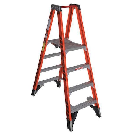 Werner 6 ft Fiberglass Twin Platform Stepladder, 300 lb Capacity PT7404