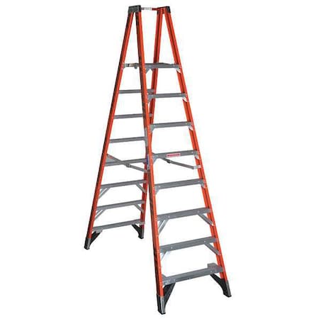Werner 10 ft Fiberglass Twin Platform Stepladder, 300 lb Capacity PT7408