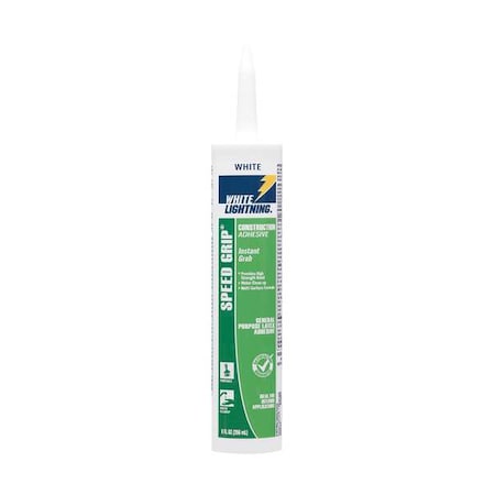 White Lightning Construction Adhesive, 9 oz, Cartridge, Whites, Acrylic Base, Speed Grip W70100010