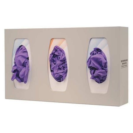 Bowman Dispensers Glove Dispenser, ABS, Holds (3) Boxes , Beige , 10-1/8 in H x 17-1/8 in W x 4-1/4 in D GL300-0212