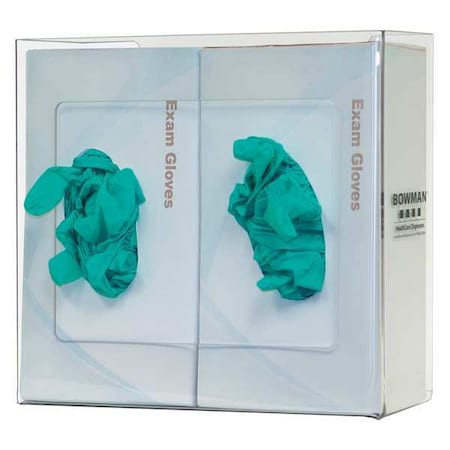 Bowman Dispensers Glove Dispenser, PETG, Holds (2) Boxes , Clear , 10-1/8 in H x 10-3/4 in W x 3-7/8 in D GP-014