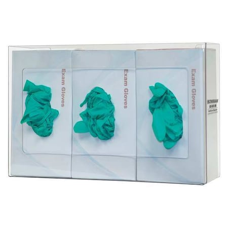 Bowman Dispensers Glove Dispenser, PETG, Holds (3) Boxes , Clear , 10-1/8 in H x 16 in W x 4 in D GP-015