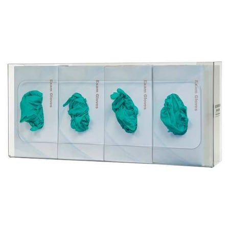 Bowman Dispensers Glove Dispenser, PETG, Holds (4) Boxes , Clear , 10 in H x 22-1/2 in W x 4 in D GP-061