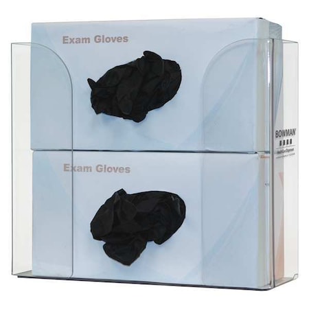 Bowman Dispensers Glove Dispenser, PETG, Holds (2) Boxes , Clear , 9-1/2 in H x 10-1/2 in W x 4 in D GP-320