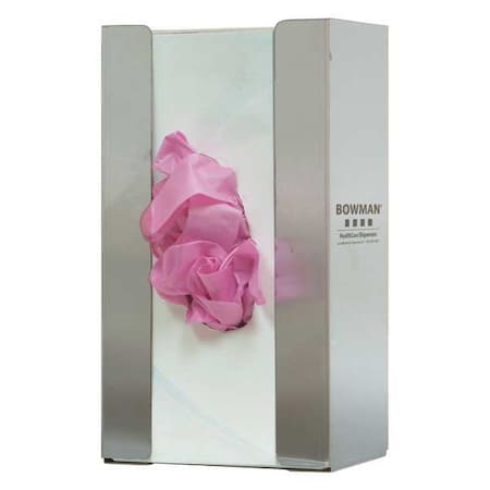 Bowman Dispensers Glove Dispenser, Stainless Steel, Holds (1) Box , Silver , 10 in H x 5-1/2 in W x 4 in D GS-004