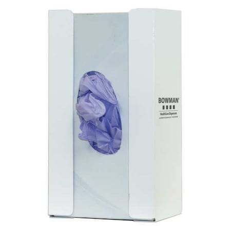 Bowman Dispensers Glove Dispenser, Steel, Holds (1) Box , White , 10 in H x 5-5/8 in W x 3-7/8 in D GB-001
