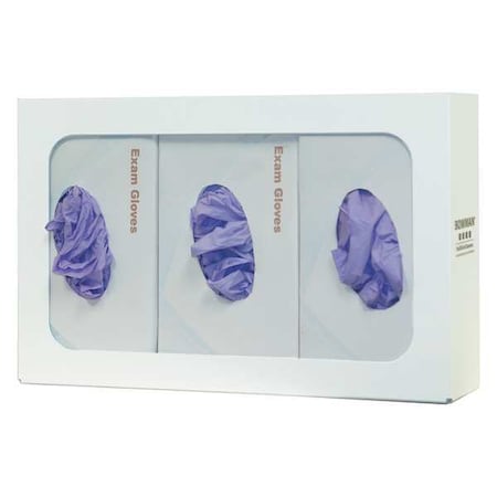 Bowman Dispensers Glove Dispenser, Steel, Holds (3) Boxes , White , 10 in H x 15-7/8 in W x 3-7/8 in D GB-003