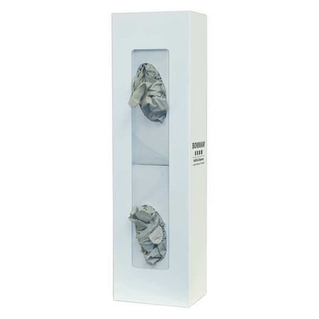 Bowman Dispensers Glove Dispenser, Steel, Holds (2) Boxes , White , 20 in H x 5-5/8 in W x 3-7/8 in D GB-067