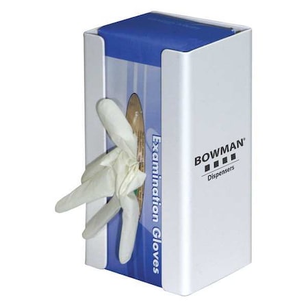 Bowman Dispensers Glove Dispenser, PVC, Holds (1) Box , White , 10-1/8 in H x 5-7/8 in W x 4-1/8 in D GC-018