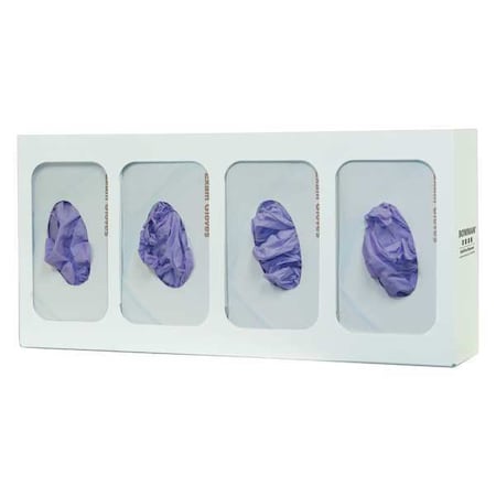 Bowman Dispensers Glove Dispenser, Steel, Holds (4) Boxes , White , 10 in H x 21-1/4 in W x 3-7/8 in D GL004-0413