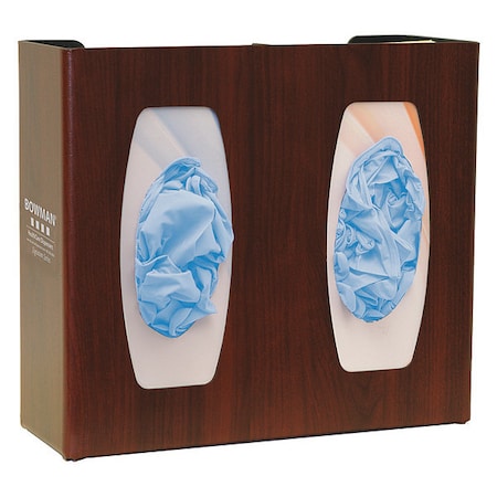 Bowman Dispensers Glove Dispenser, ABS, Holds (2) Boxes , Cherry Wood , 10-1/8 in H x 11-3/8 in W x 4 in D GL020-0233