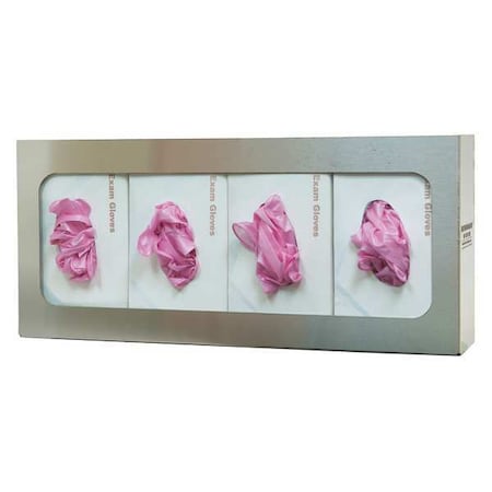 Bowman Dispensers Glove Dispenser, Stainless Steel, Holds (4) Boxes , Silver , 10 in H x 22-1/4 in W x 4 in D GS-060