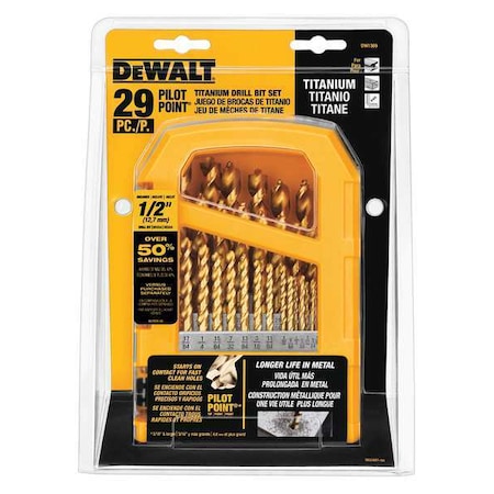 Dewalt 29PC Titanium Nitride Coated PP Drill Bit Set DW1369