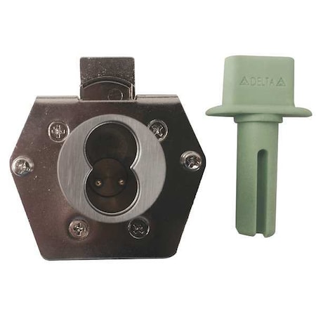 Delta Lock Interchangeable Core Drawer Dead Bolt, Brushed Chrome, 1-1/16 For Door Thickness, 0 Number of Keys G DI1125D500BCRV2