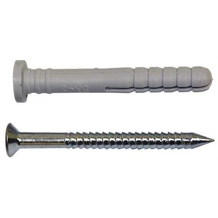 Vigil Antislip Vigil Antislip Concrete Screw, 1/4" Dia., Flat, 1-3/4" L, Plastic Plain 12-240