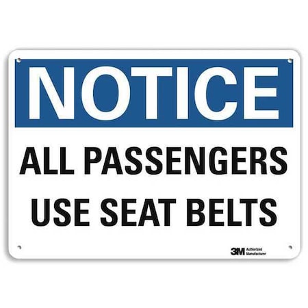Lyle Reflective  Seat Belt Sign, 7 in Height, 10 in Width, Aluminum, Vertical Rectangle, English U5-1051-RA_10X7