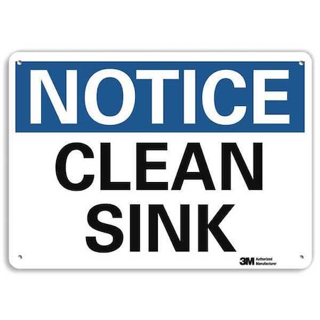 Lyle Notice, Clean Sink, 7 in x 10 in, Vertical Rectangle, Aluminum, U5-1102-RA_10X7 U5-1102-RA_10X7