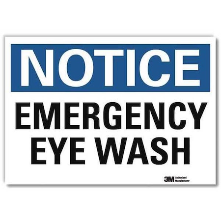 Lyle Notice, Emergency Eye Wash, 10 in x 14 in, Reflective Sheeting, U5-1175-RD_14X10 U5-1175-RD_14X10