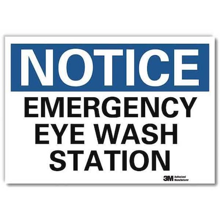 Lyle Notice, Emergency Eye Wash Station, 7 in x 10 in, Reflective Sheeting, U5-1177-RD_10X7 U5-1177-RD_10X7