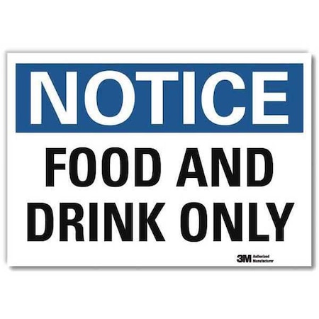 Lyle Notice, Food and Drink Only, 10 in x 14 in, Reflective Sheeting, U5-1229-RD_14X10 U5-1229-RD_14X10