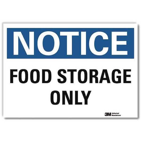 Lyle Notice, Food Storage Only, 10 in x 14 in, Reflective Sheeting, U5-1233-RD_14X10 U5-1233-RD_14X10