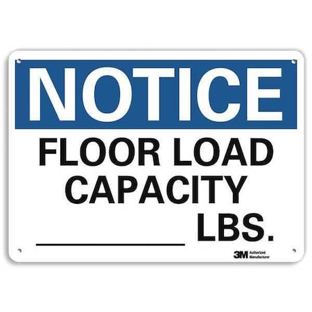 Lyle Notice, Floor Load Capacity _ Lbs., 7 in x 10 in, Vertical Rectangle, Aluminum, U5-1225-NA_10x7 U5-1225-NA_10x7