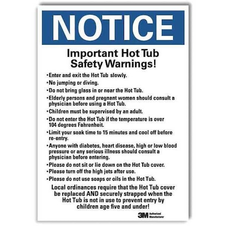 Lyle Important Hot Tub Safety Warnings Enter and Exit.Slowly, 14 in x 10 in, Sheeting, U5-1273-RD_10X14 U5-1273-RD_10X14
