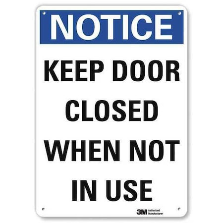 Lyle Notice, Keep Door Closed When Not In Use, 14 in x 10 in, Aluminum, U5-1288-NA_10x14 U5-1288-NA_10x14