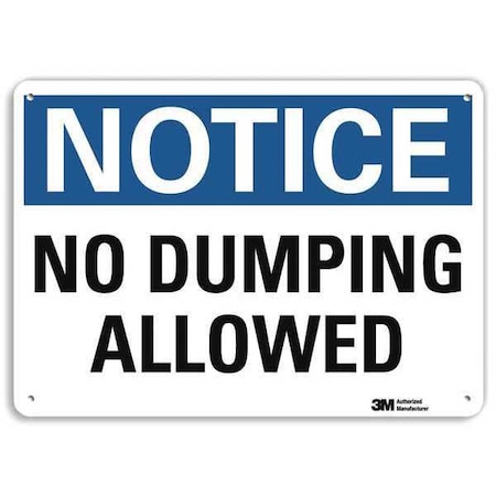 Lyle Notice, No Dumping Allowed, 7 in x 10 in, Vertical Rectangle, Aluminum, U5-1365-NA_10x7 U5-1365-NA_10x7