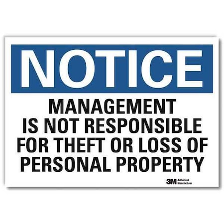 Lyle Notice Sign, 10 in H, 14 in W, Reflective Sheeting, Horizontal Rectangle, English, U5-1319-RD_14X10 U5-1319-RD_14X10