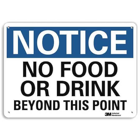 Lyle Notice, No Food or Drink Beyond This Point, 7 in x 10 in, Aluminum, U5-1375-RA_10X7 U5-1375-RA_10X7