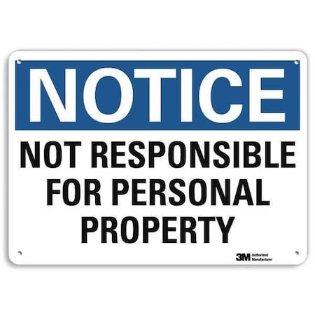 Lyle Notice Sign, 7 in H, 10 in W, Plastic, Vertical Rectangle, English, U5-1432-NP_10X7 U5-1432-NP_10X7