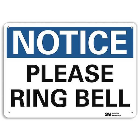 Lyle Notice, Please Ring Bell, 10 in x 14 in, Horizontal Rectangle, Plastic, U5-1454-NP_14X10 U5-1454-NP_14X10