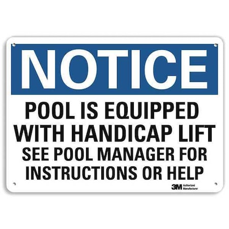 Lyle Pool Is Equipped with Handicap Lift See Pool Manager., 10 in x 14 in, Aluminum, U5-1460-NA_14x10 U5-1460-NA_14x10