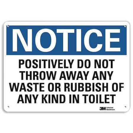 Lyle Positively Do Not Throw Away Any Waste or Rubbish.In Toilet, 7 in x 10 in, Aluminum, U5-1464-RA_10X7 U5-1464-RA_10X7