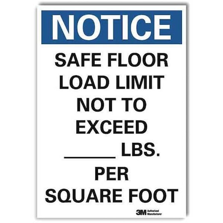 Lyle Safe Floor Load Limit Not to Exceed _ Lbs. Per Sq. Ft., 7 in x 5 in, Sheeting, U5-1490-RD_5X7 U5-1490-RD_5X7
