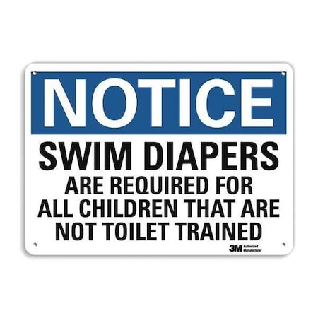 Lyle Notice, Swim Diapers Are Required For All Children., 10 in x 14 in, Aluminum, U5-1535-RA_14X10 U5-1535-RA_14X10