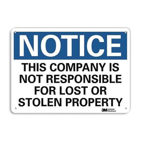 Lyle Notice Sign, 7 in H, 10 in W, Aluminum, Vertical Rectangle, English, U5-1549-RA_10X7 U5-1549-RA_10X7