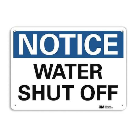 Lyle Notice, Water Shut Off, 10 in x 14 in, Horizontal Rectangle, Aluminum, U5-1619-RA_14X10 U5-1619-RA_14X10