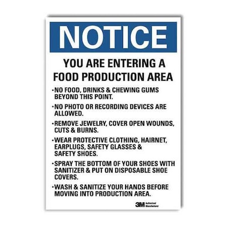 Lyle You are Entering Food Production Area No Food, Drinks., 10 x 7, Reflective Sheeting, U5-1633-RD_7X10 U5-1633-RD_7X10
