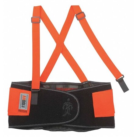 Proflex By Ergodyne Economy Hi-Vis Back Support, XS, Orange 100HV