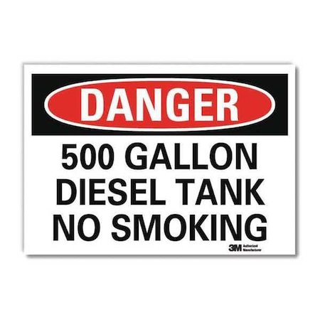 Lyle Danger No Smoking Sign, 7" H, 10" W, Reflective Sheeting, Vertical Rectangle, U3-1079-RD_10X7 U3-1079-RD_10X7