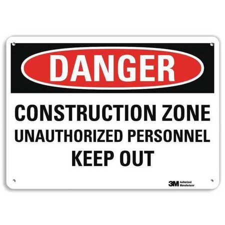 Lyle Danger Sign, 7 in Height, 10 in Width, Plastic, Vertical Rectangle, English U3-1253-NP_10X7