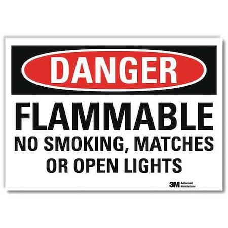 Lyle Danger No Smoking Sign, 10" H, 14 in W, Reflective Sheeting, Horizontal Rectangle, U3-1507-RD_14X10 U3-1507-RD_14X10