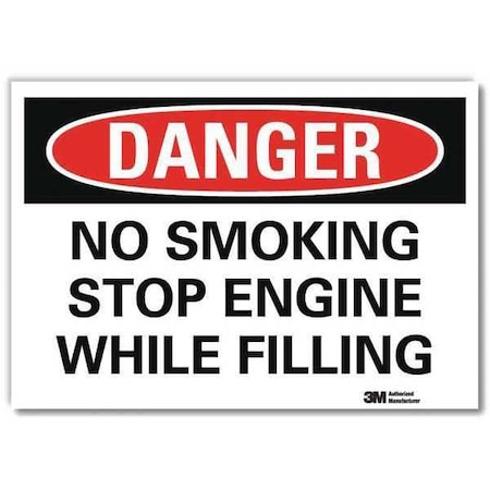 Lyle Danger No Smoking Sign, 10" H, 14 in W, Reflective Sheeting, Horizontal Rectangle, U3-1857-RD_14X10 U3-1857-RD_14X10