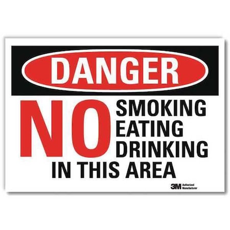Lyle Danger No Smoking Sign, 7" H, 10" W, Reflective Sheeting, Vertical Rectangle, U3-1836-RD_10X7 U3-1836-RD_10X7